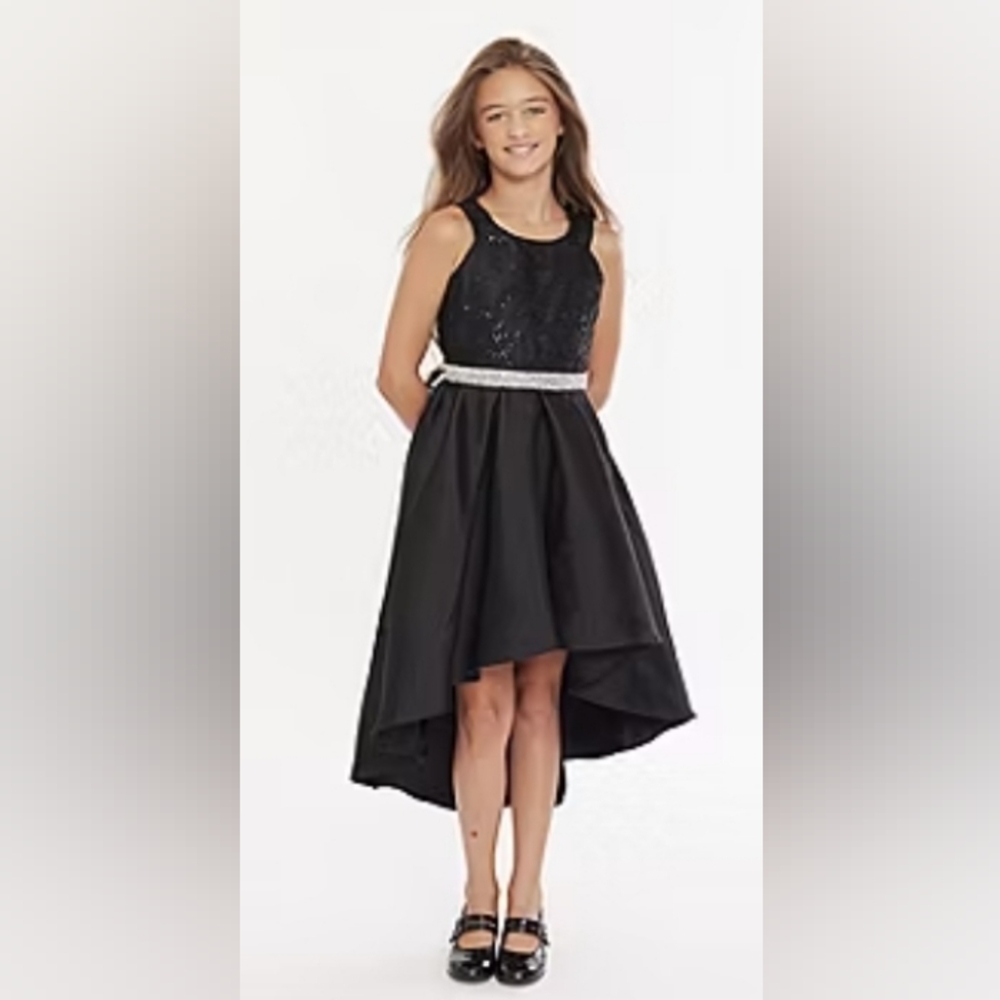 Elegant Black Kids Dress with Silver Accents